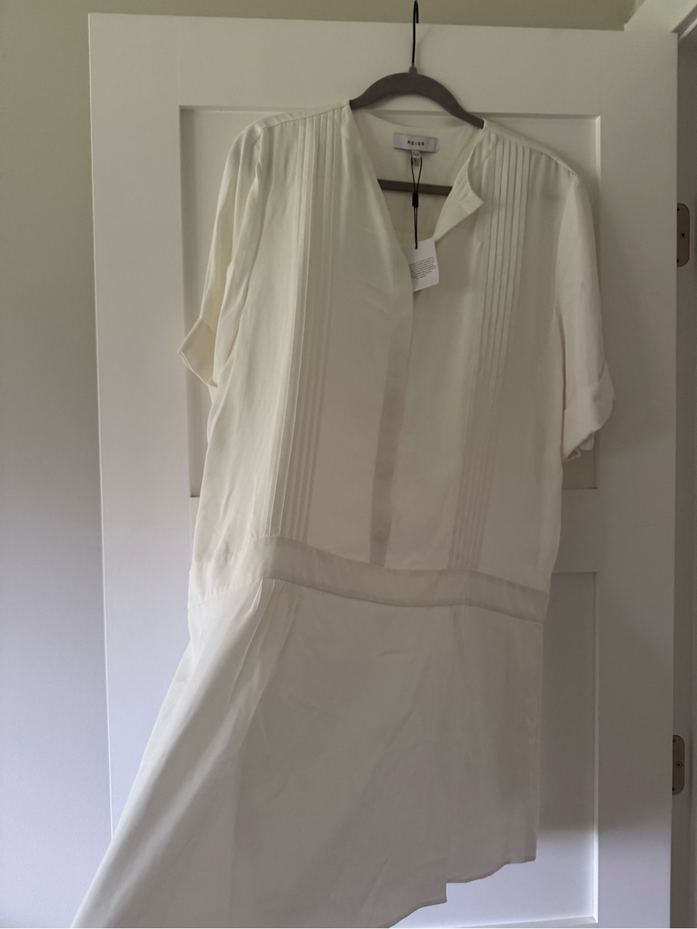 Reiss Cream Pintuck Midi Dress